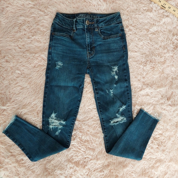 American Eagle Outfitters - Super Stretch Hi-rise Jegging - Distressed - Picture 1 of 12